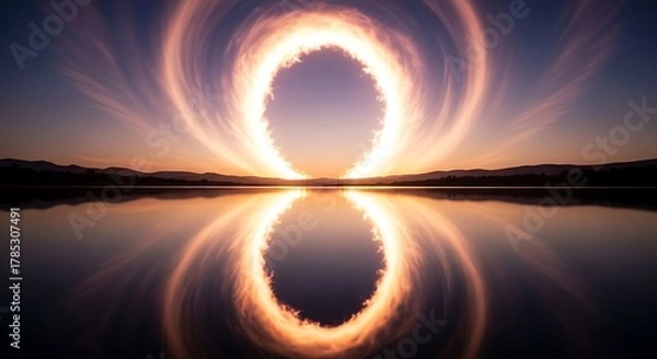 Fototapeta A mesmerizing portal to another dimension reflected on a tranquil lake