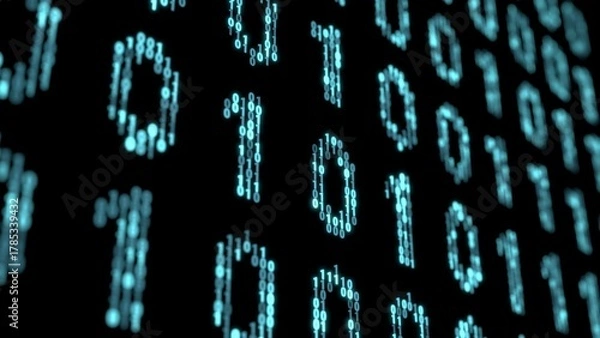 Fototapeta Binary Numbers Inside Binary Code 3D illustration can be used in quantum computing visuals, cybersecurity backgrounds, algorithmic data systems, and software programming concepts