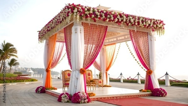 Fototapeta indian wedding decoration with mandap