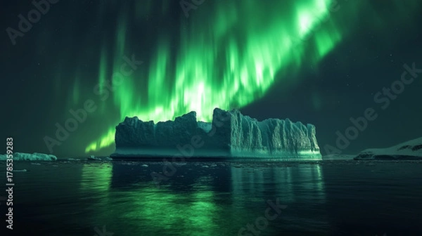 Obraz Majestic Aurora Borealis Over Icy Mountains and Serene Waters