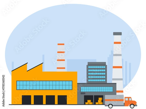 Fototapeta Industrial zone chemical manufacture. Industry vector illustration. Flat illustration concept.