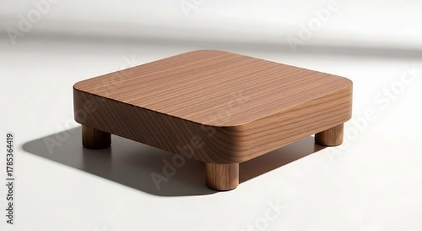 Obraz Minimalist Wooden Stool on White Surface with Shadow.