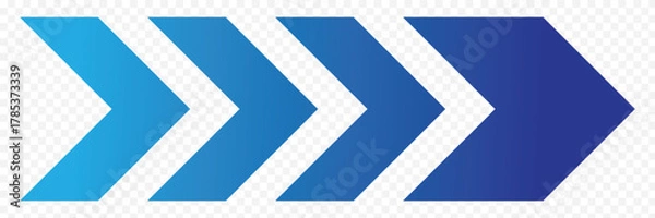 Fototapeta Abstract blue road moving dynamic symbols. Road lines arrow zigzag chevron speeds flat style. pointer, speed direction, road caution, military, navigation sign isolated on white background. EPS 10.