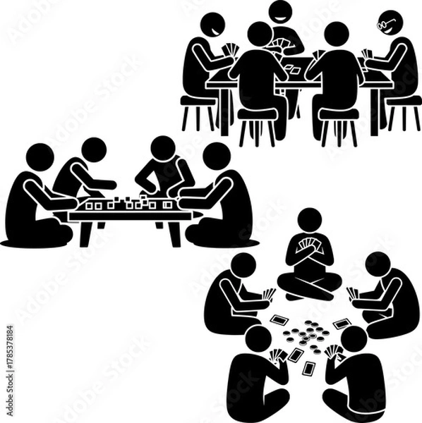 Obraz Board Games and Card Games Friends Group Icons