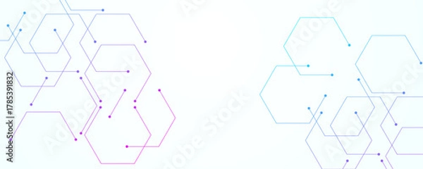 Fototapeta Technology hexagonal banner design. Abstract white background with hexagon pattern