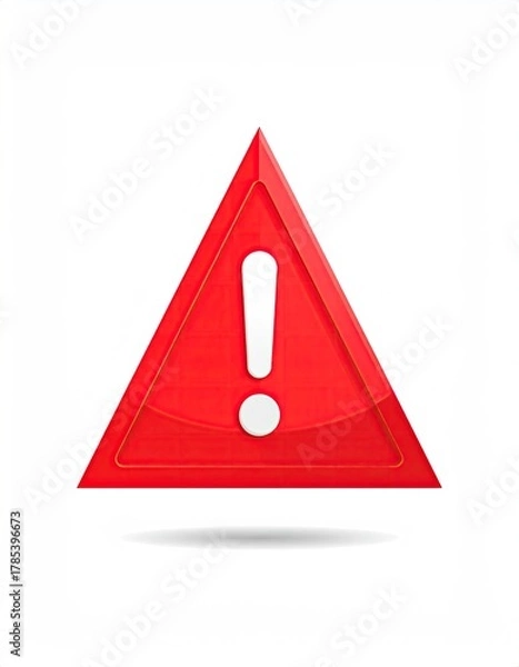 Fototapeta Red triangle danger sign with white exclamation point inside