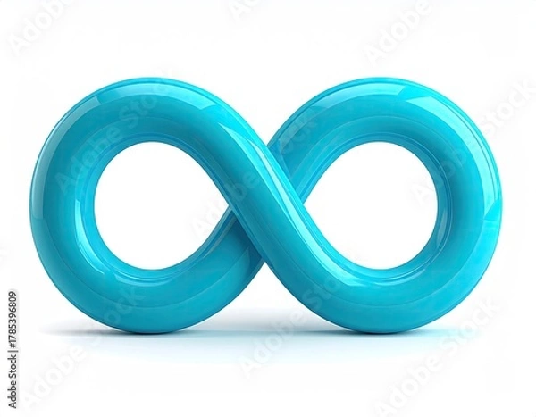 Fototapeta Turquoise figure eight, infinity loop, soft shadows