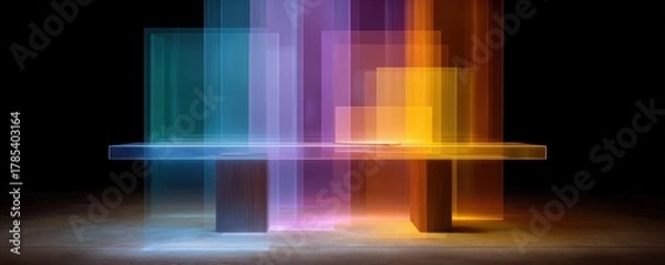 Obraz Digital scheduling holograms in modern workspace office environment futuristic design