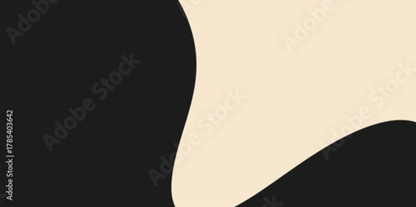 Obraz Abstract Wavy Monochrome Background Vector Illustration. Organic, flowing curves dividing a dark and light neutral color palette. abstract vector illustration background.
