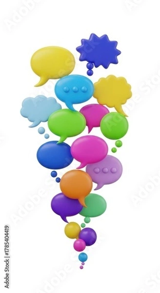 Fototapeta Colorful speech bubbles with various shapes. Communication and social media concept.