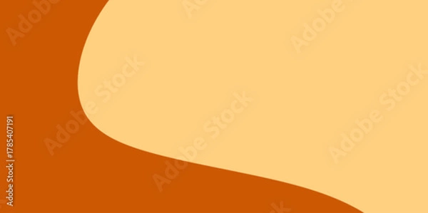 Obraz Simple Fluid Corner Curve Vector Illustration Background. A clean design with a gentle, convex curve defining a dark orange field flowing from the left side. 