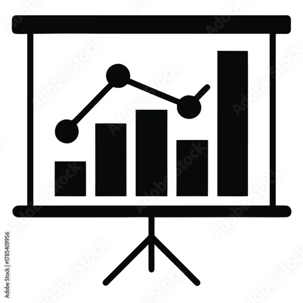 Fototapeta presentation analytics icon vector on white backgr