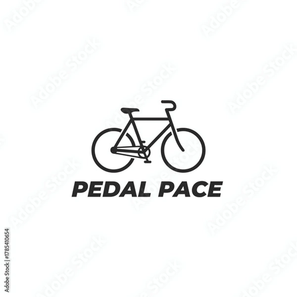 Fototapeta A bicycle silhouette in black with the text "PEDAL PACE" in bold typeface. White background