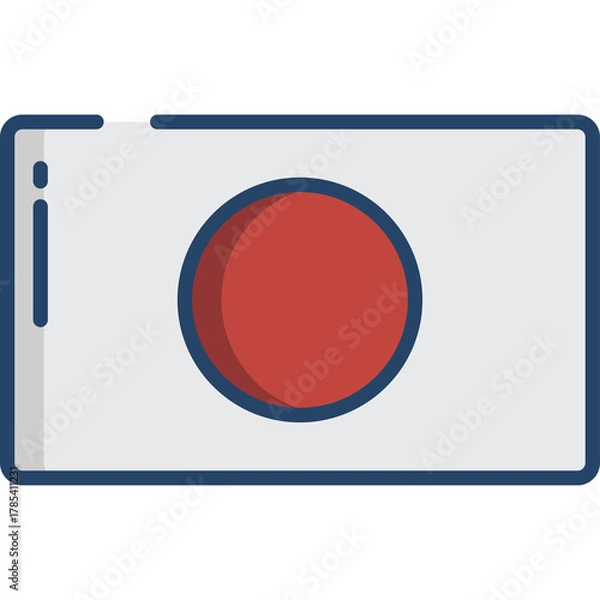 Obraz A Stylized Illustration of the Japanese Flag Featuring a Red Circle on a White Background with a Blue Outline
