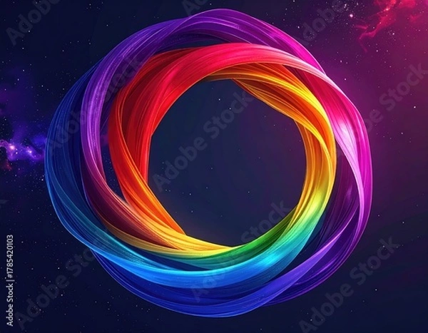Obraz Rainbow swirl vortex against starry galactic background