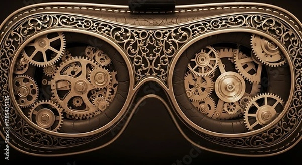 Fototapeta Elaborate Steampunk Goggles Intricate Gears Ornamentation Detailed Mechanical Eyewear Vintage Inspired Futuristic Fashion Accessory