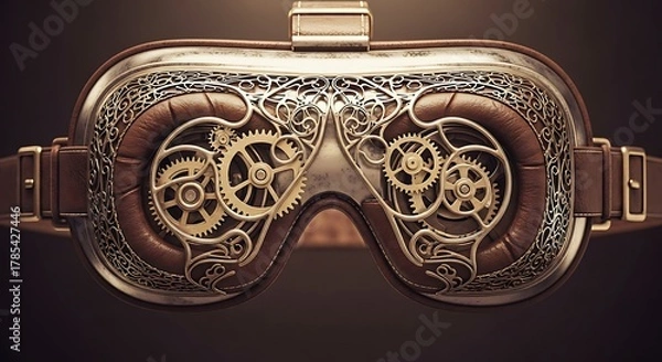 Fototapeta Ornate Steampunk Goggles: Brass Gears, Leather Straps, and Detailed Filigree in a Vintage Design for Alternative History Enthusiasts