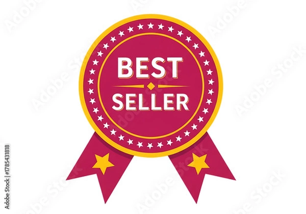 Fototapeta Best seller badge with star border and ribbons for products