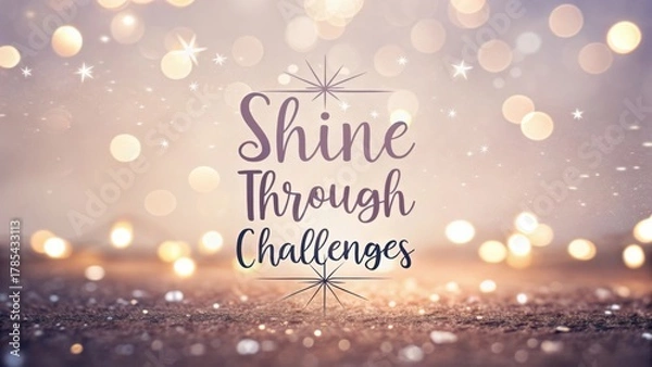 Fototapeta Inspirational Quote on Sparkling Background to Encourage Growth and Resilience Amid Adversity and Life's Challenges