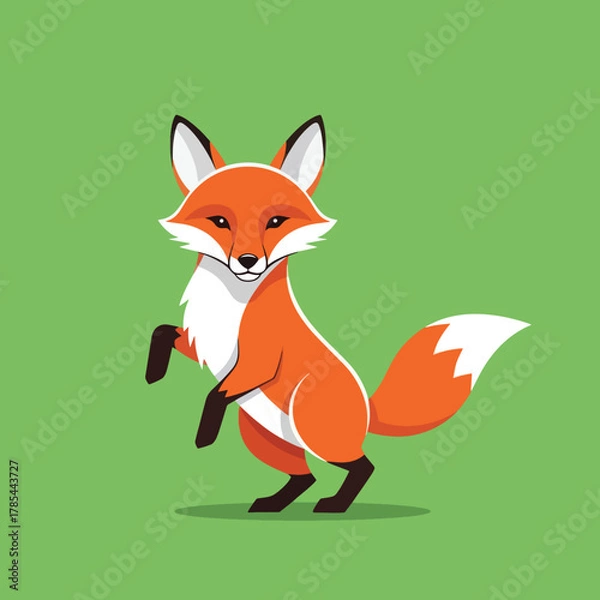 Obraz Cute cartoon fox standing on hind legs with playful expression.