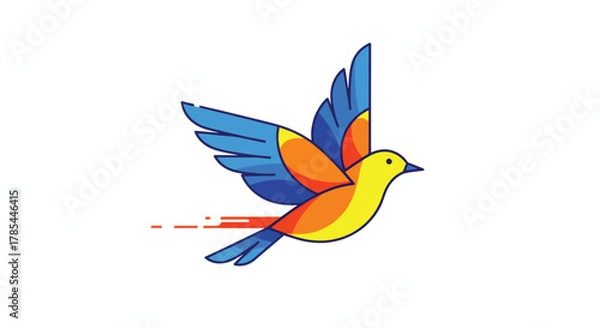 Obraz Colorful Bird Flying Gracefully with Wings Spread Wide.