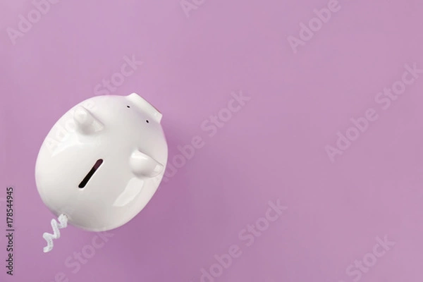 Fototapeta Cute piggy bank on color background