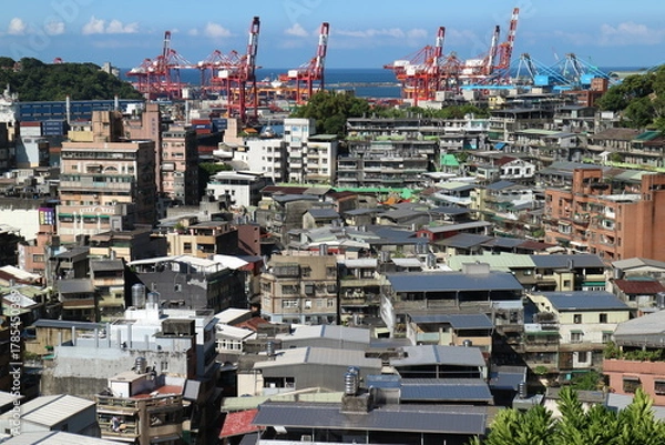 Obraz 基隆の町並みを展望