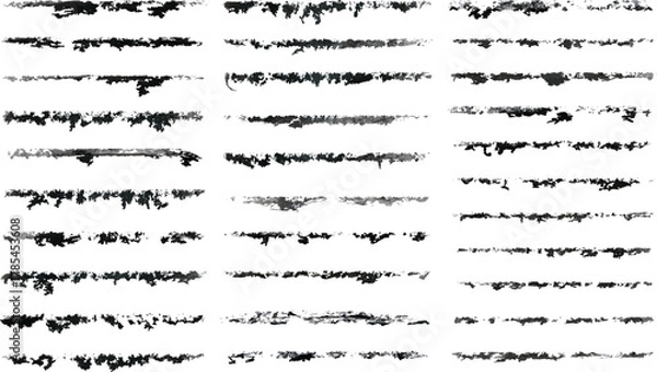 Fototapeta Distressed Ink Brush Strokes Collection – Grunge Textured Hand-Drawn Brush Lines and Artistic Accents