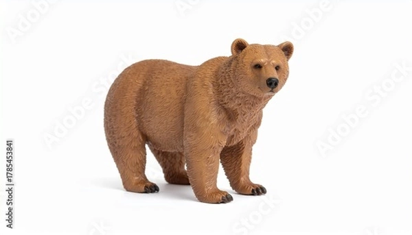 Obraz plastic toy brown bear isolate on white background