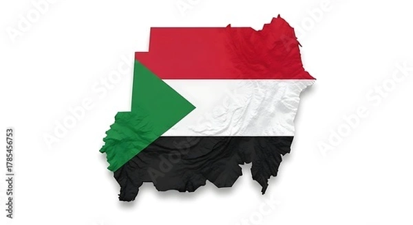 Obraz map of sudan with national flag colors, country shape silhouette design on white background.