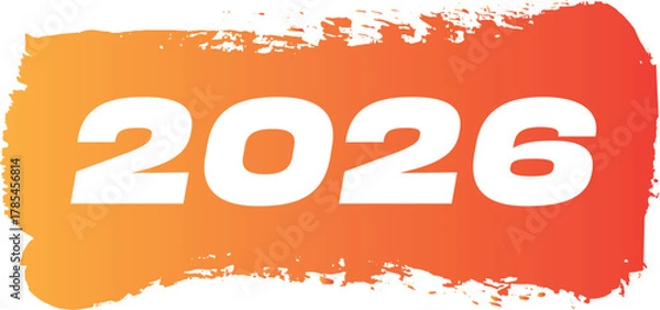 Fototapeta Bold brush stroke with the year 2026 in white text