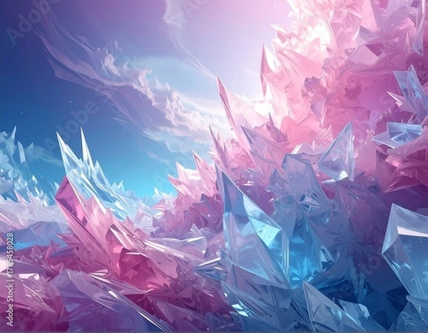 Obraz Stunning close-up of vibrant crystal formations, sky in the background