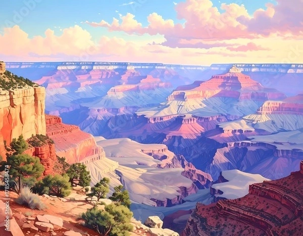 Obraz Stunning vista, a colorful canyon under a beautiful, pastel sky