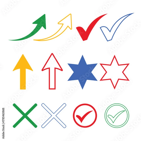 Obraz Assorted Icons for Approval, Rejection, and Direction