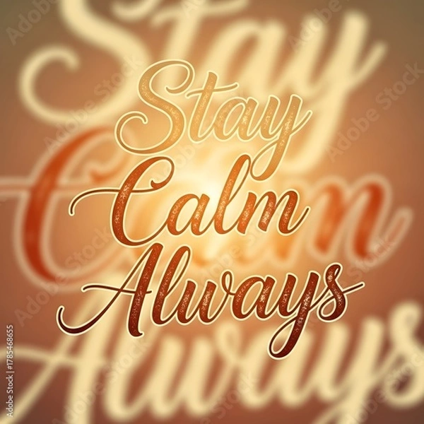 Obraz Inspirational quote with the message 'Stay Calm Always' displayed in elegant script font on a warm, blurred background to promote relaxation and mindfulness