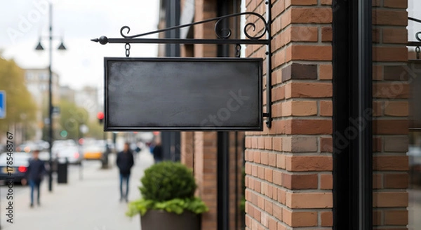 Obraz Modern storefront sign blank and ready for your custom business branding or message outdoors on a brick building exterior