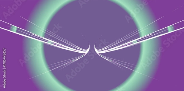 Obraz Abstract neon light rays background. A Colorful Motion Background of City Light Trails. Purple glowing wave swirl, impulse cable lines. Long time exposure. Vector