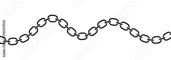 Obraz Chain pattern brush set. Realistic Strong Linked Chain Vector. Seamless metal chain in black. Vector illustration.