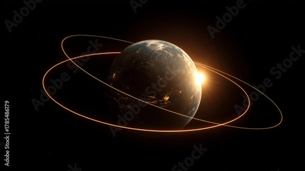 Fototapeta Earth and Sun Alignment for Perihelion Orbit Concept 