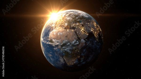 Fototapeta Earth at Closest Point to the Sun - Perihelion Day Concept 