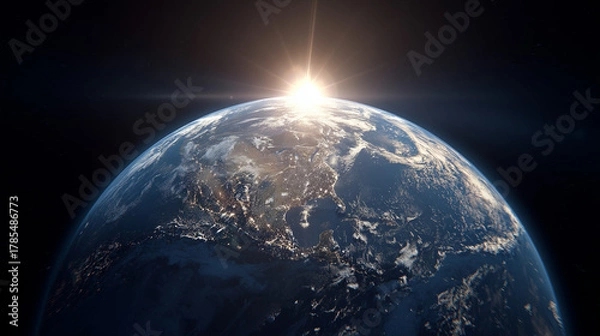 Fototapeta Earth at Closest Point to the Sun - Perihelion Day Concept 