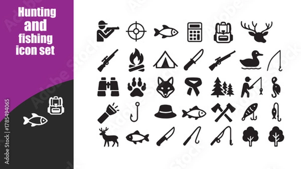 Fototapeta Hunting , fishing icon set