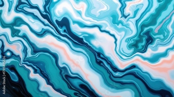 Fototapeta Abstract fluid marble texture background in shades of blue and white