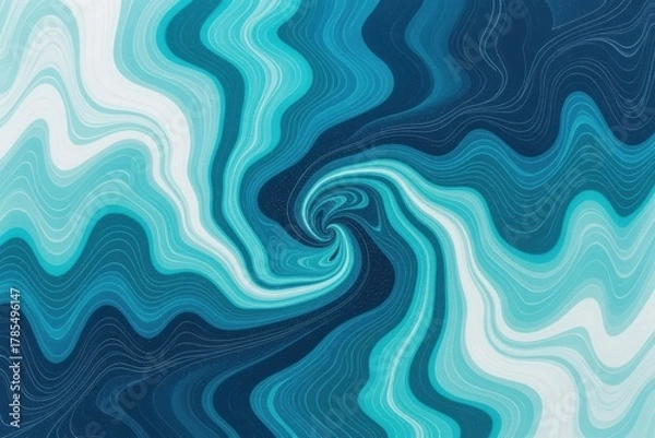 Fototapeta Abstract pattern with dynamic blue and white swirling wavy lines.