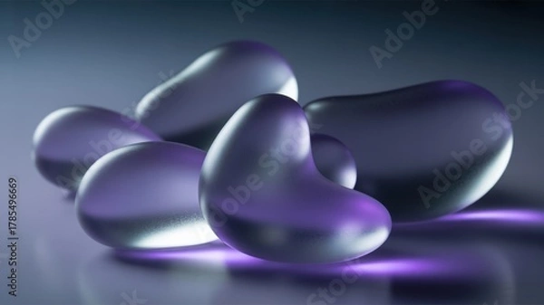 Fototapeta Shimmering purple abstract organic shapes on a smooth gradient