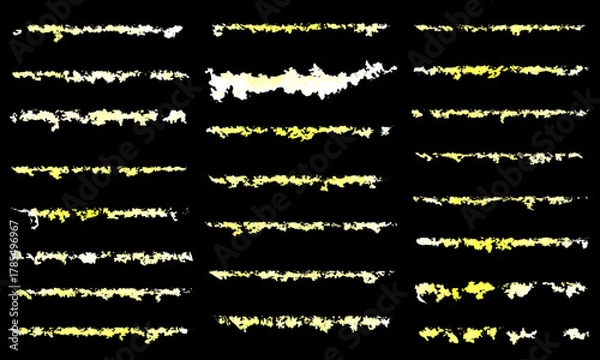 Obraz Distressed Yellow Underline Brush Strokes Collection – Hand-Drawn Grunge Highlights and Vibrant Artistic Accents.
