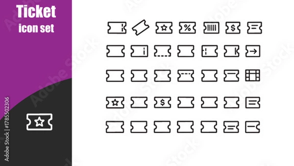Fototapeta Ticket icon set ,Event Pass & Entry Icons
