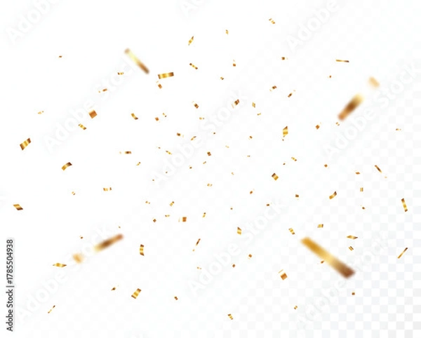 Fototapeta Flying Gold confetti streamers and ribbon backgrounds