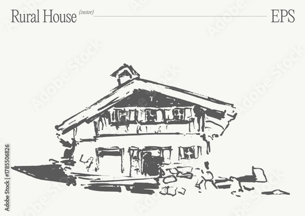 Obraz Rural House Sketch A Charming and Inviting Architectural Design for the Countryside