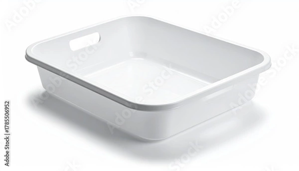 Fototapeta Empty, white, plastic storage container with handles